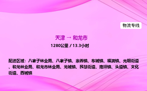 天津到和龙市物流专线-【快速安全的】天津至和龙市货运公司