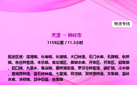 天津到钟祥市物流专线-【快速安全的】天津至钟祥市货运公司