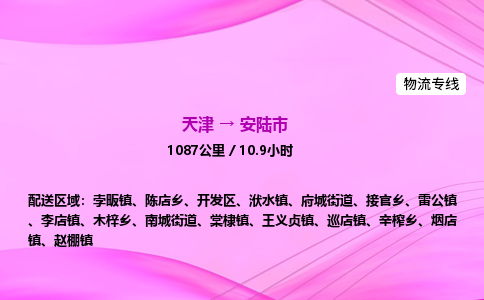 天津到安陆市物流专线-【快速安全的】天津至安陆市货运公司