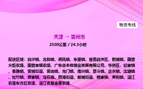 天津到雷州市物流专线-【快速安全的】天津至雷州市货运公司