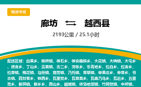 廊坊到越西县物流专线-廊坊至越西县货运公司【化工原料运输专线】