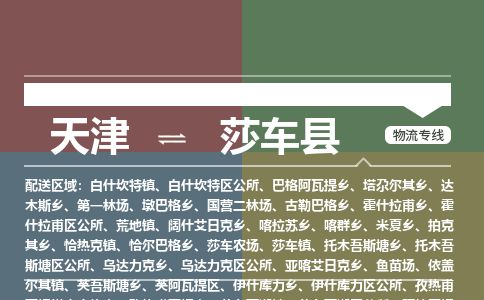 天津到莎车县物流公司-天津至莎车县货运专线日用品运输专线 天津到莎车县物流公司-天津至莎车县货运专线日用品运输专线