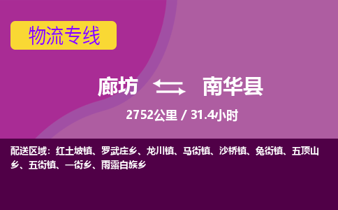 廊坊到南华县货运公司_廊坊到南华县物流专线「省时省力省心」